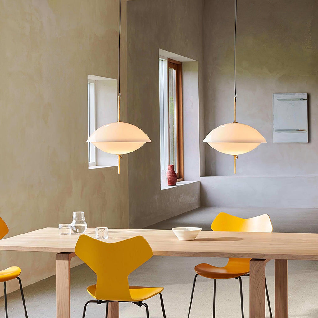 Miller Pendant Light | Opaline Glass & Metal | Gold & White