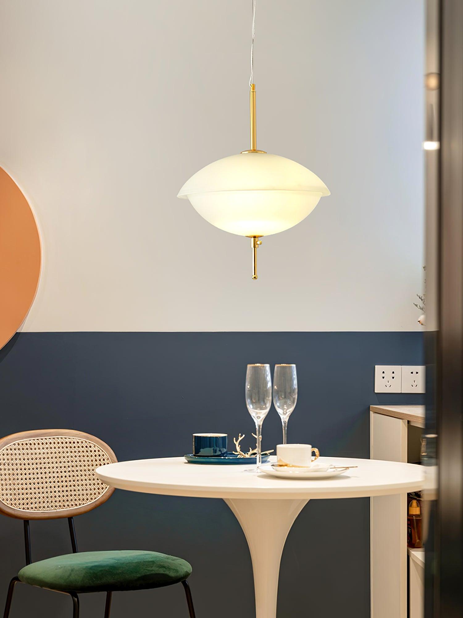 Miller Pendant Light | Opaline Glass & Metal | Gold & White