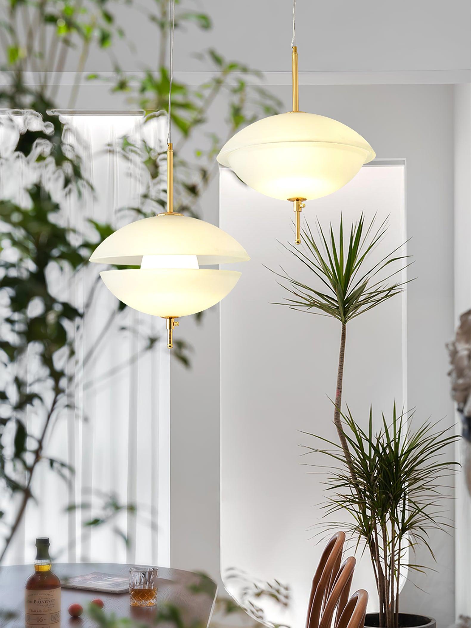Miller Pendant Light | Opaline Glass & Metal | Gold & White