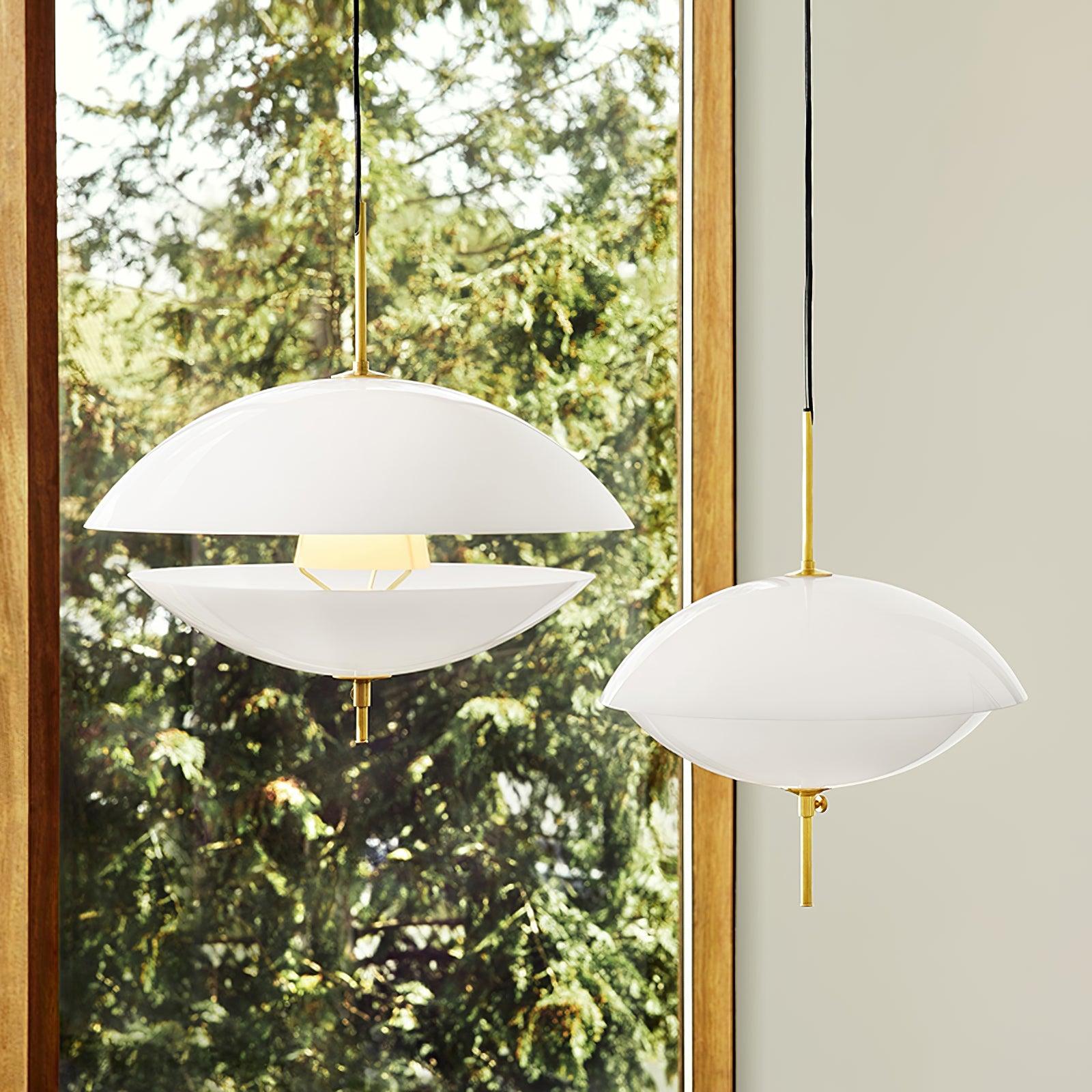 Miller Pendant Light | Opaline Glass & Metal | Gold & White