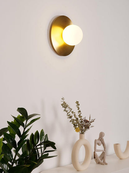 Round Glass Wall Lamp | Glass & Iron | 20cm or 30cm Diameter