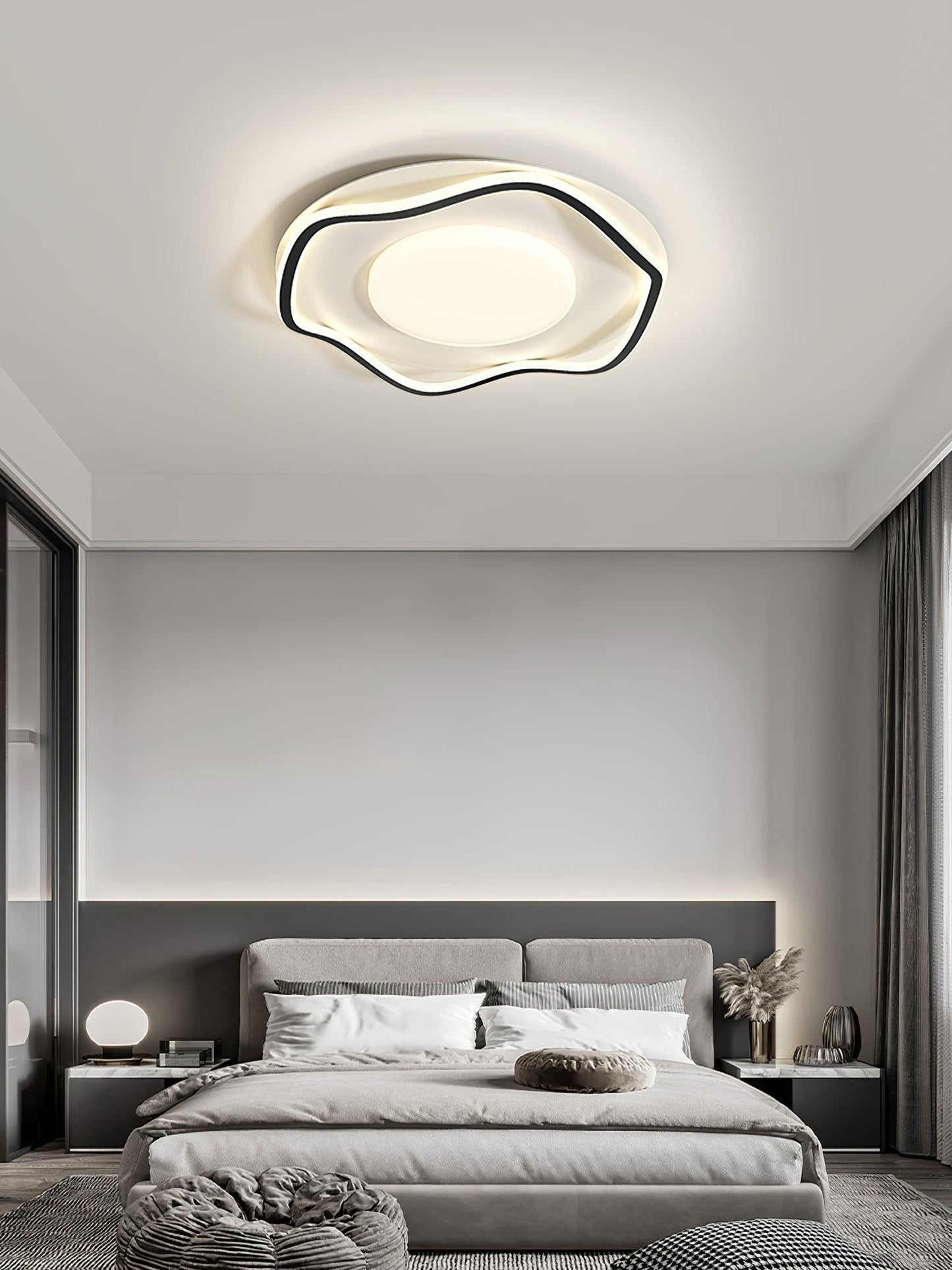 Minimalist Ceiling Lamp | Cloud Shape | White, Black+White