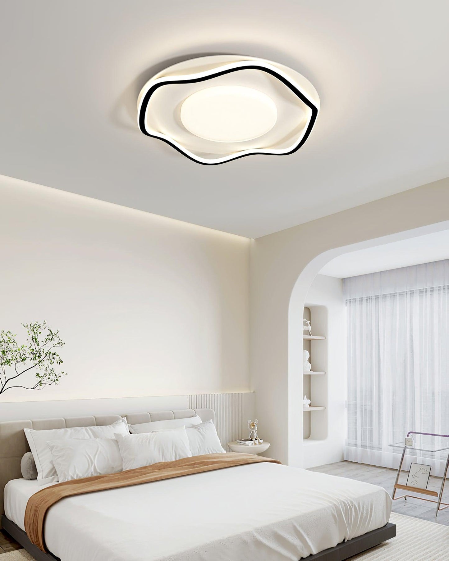 Minimalist Ceiling Lamp | Cloud Shape | White, Black+White