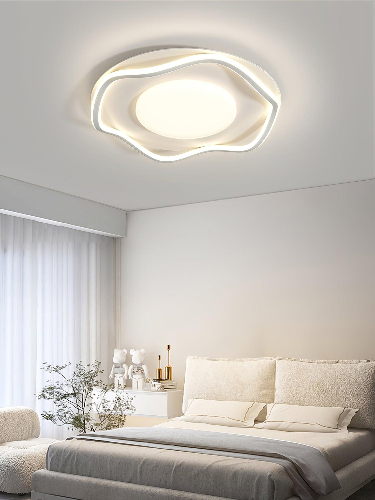 Minimalist Ceiling Lamp | Cloud Shape | White, Black+White