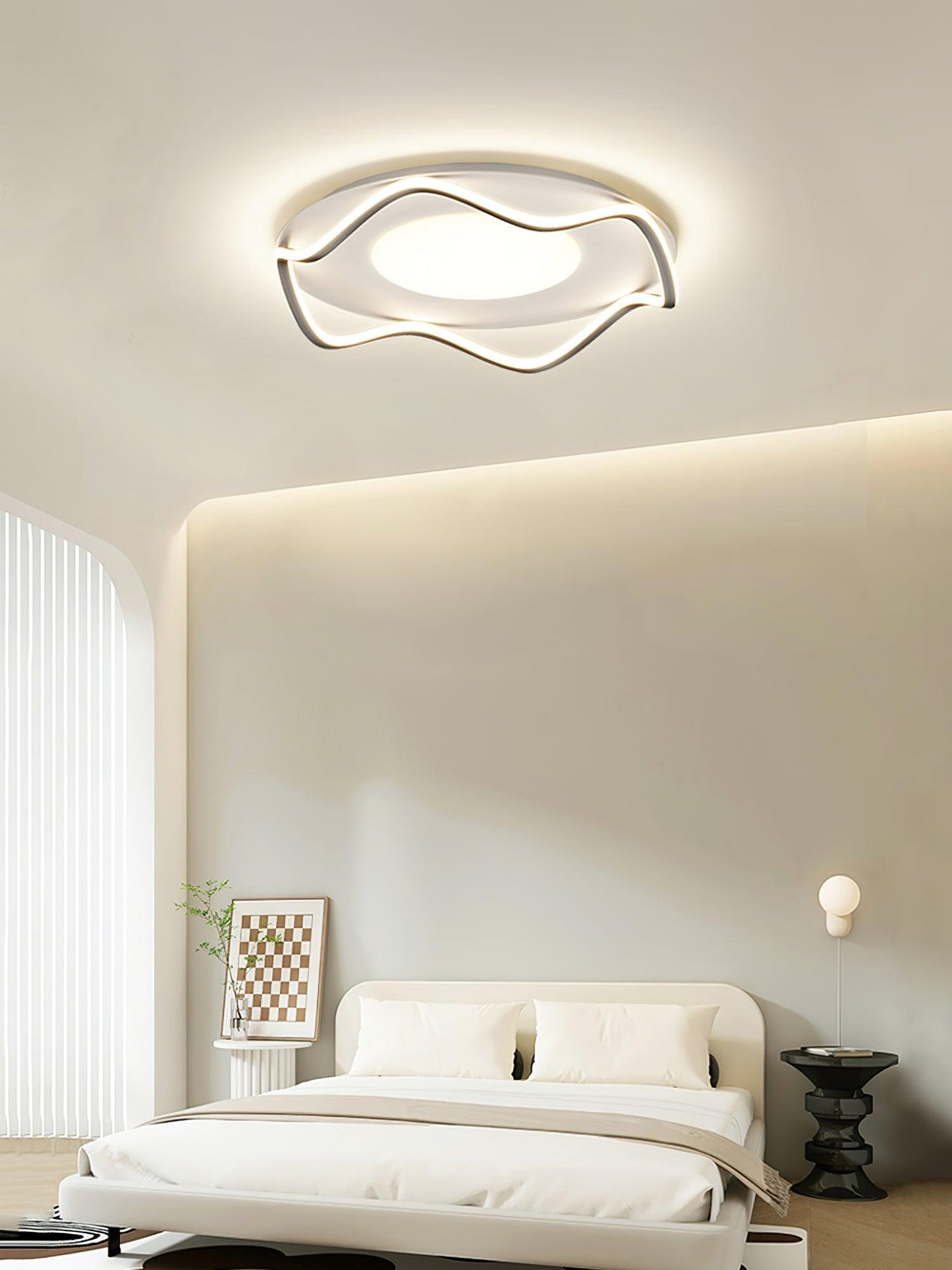 Minimalist Ceiling Lamp | Cloud Shape | White, Black+White