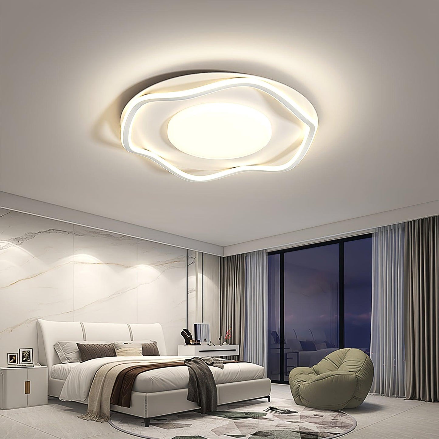 Minimalist Ceiling Lamp | Cloud Shape | White, Black+White