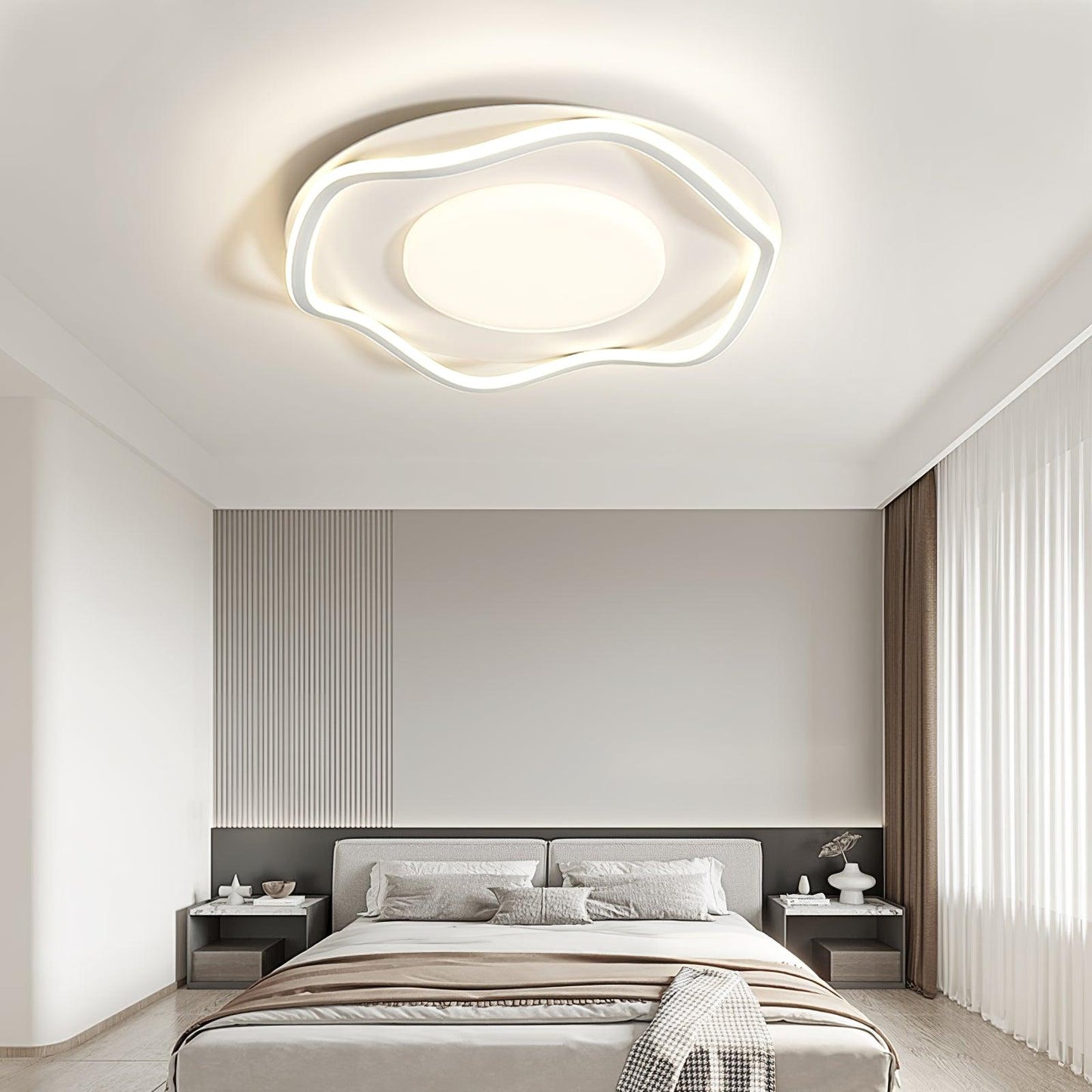 Minimalist Ceiling Lamp | Cloud Shape | White, Black+White