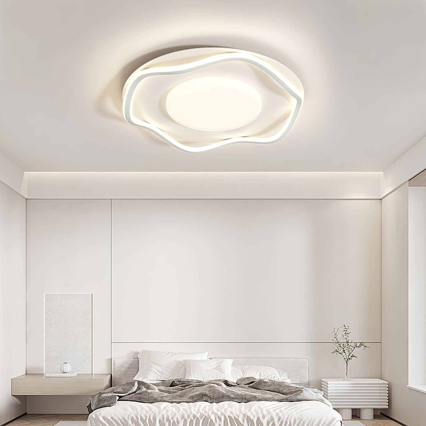 Minimalist Ceiling Lamp | Cloud Shape | White, Black+White