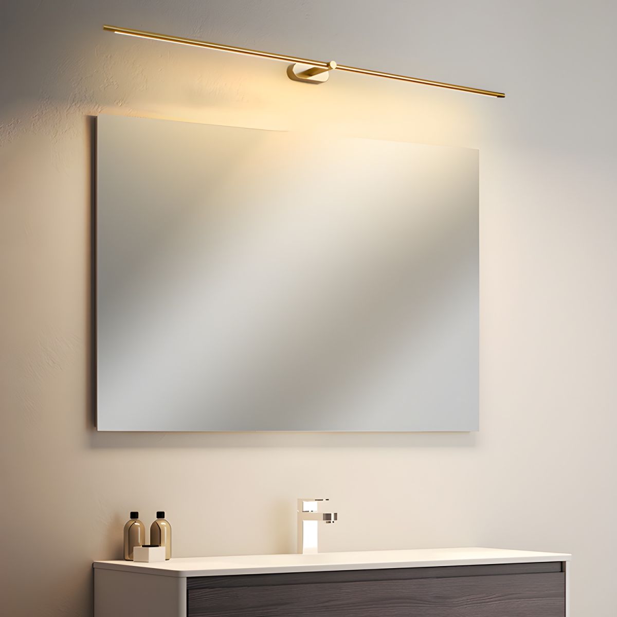 Minimalist Linear Wall Lamp | Metal with Integrated LED | Black or Gold