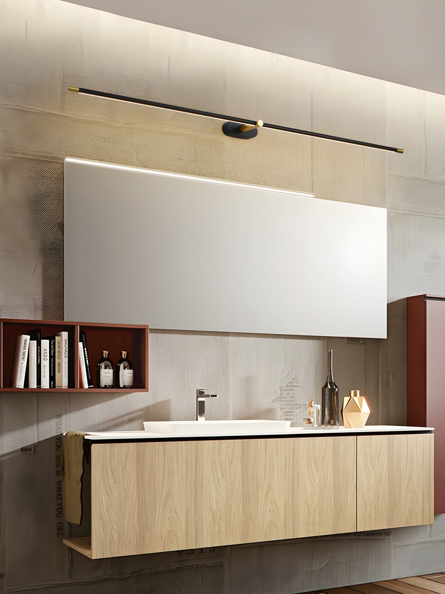 Minimalist Linear Wall Lamp | Metal with Integrated LED | Black or Gold