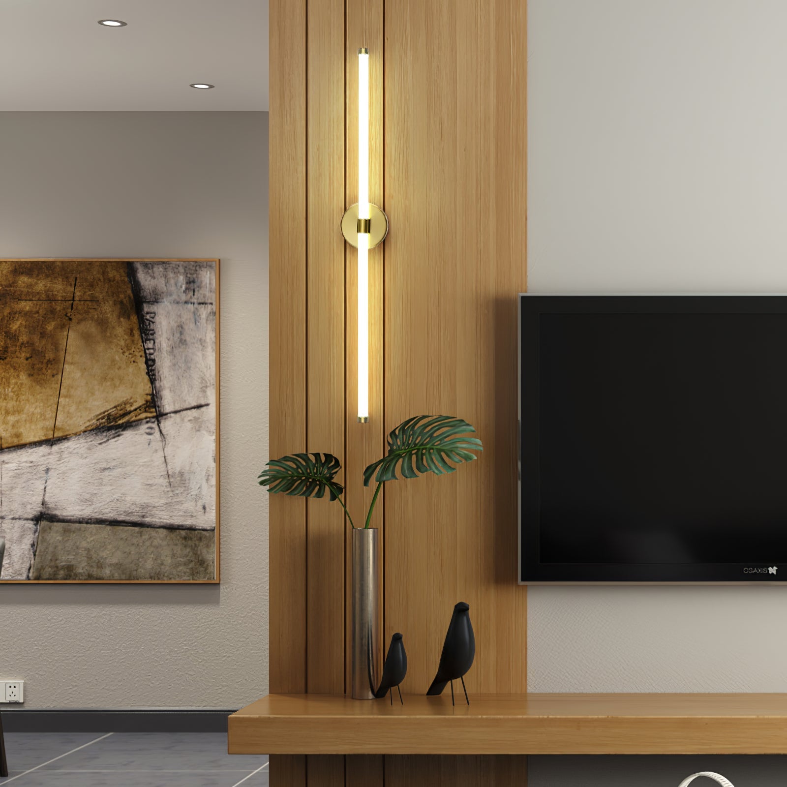 Minimalist Wall Sconce | Metal & Acrylic | Gold or Black