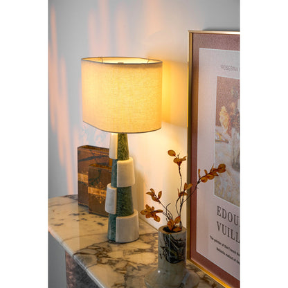 Duomo Marble Table Lamp | Marble & Fabric | Green & White