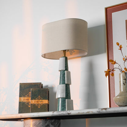 Duomo Marble Table Lamp | Marble & Fabric | Green & White