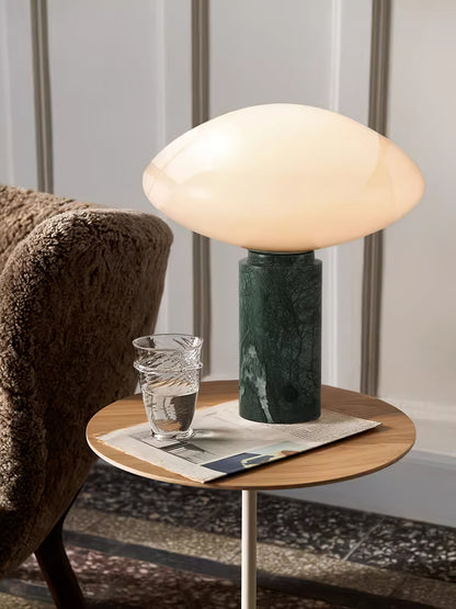 Mist Table Lamp | Marble Base & Glass Shade | Green & White