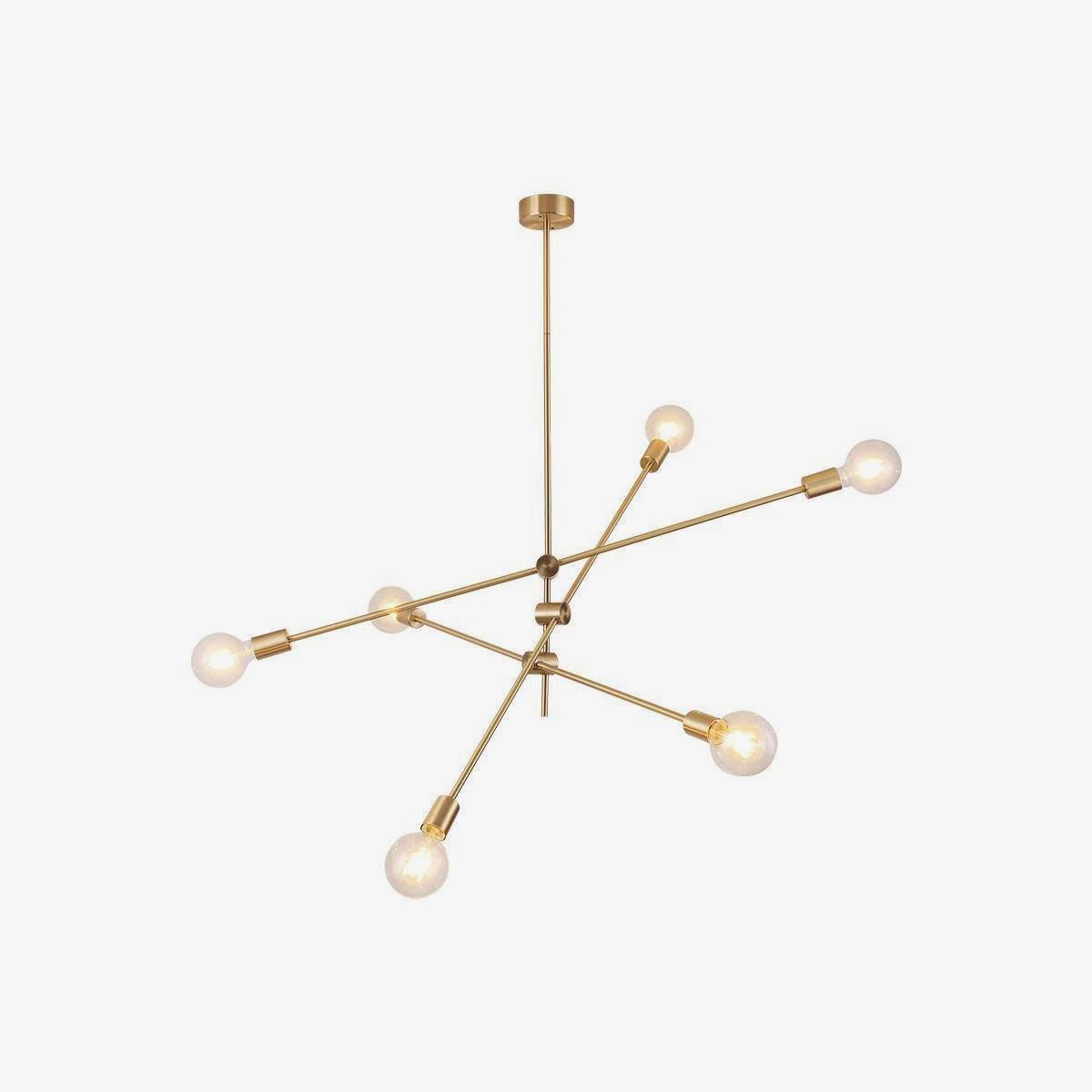 Mobile Chandelier | Patinated Brass & Opaline Glass | Black Finish