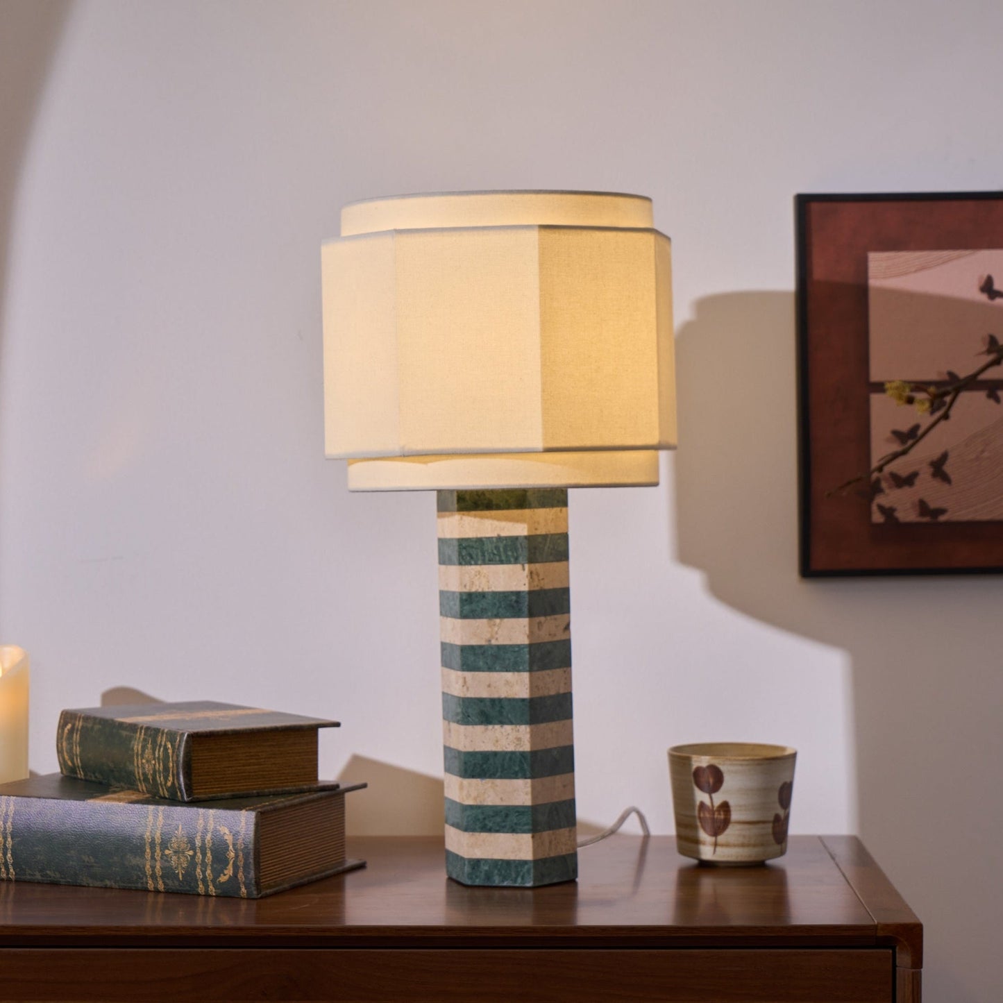 Modari Table Lamp | Stone & Marble | Green & White