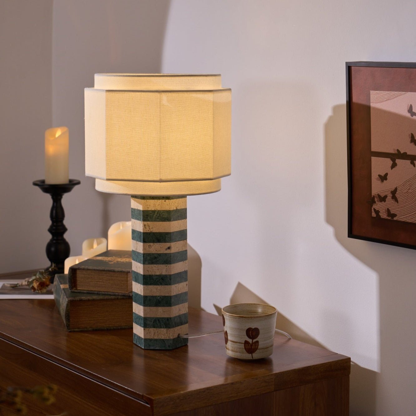 Modari Table Lamp | Stone & Marble | Green & White