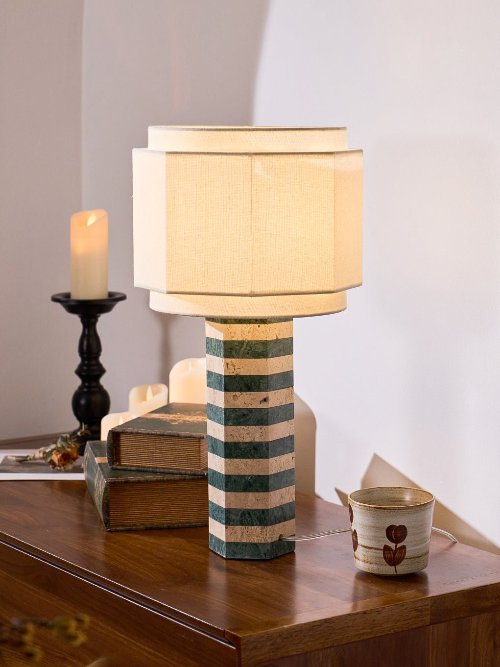 Modari Table Lamp | Stone & Marble | Green & White
