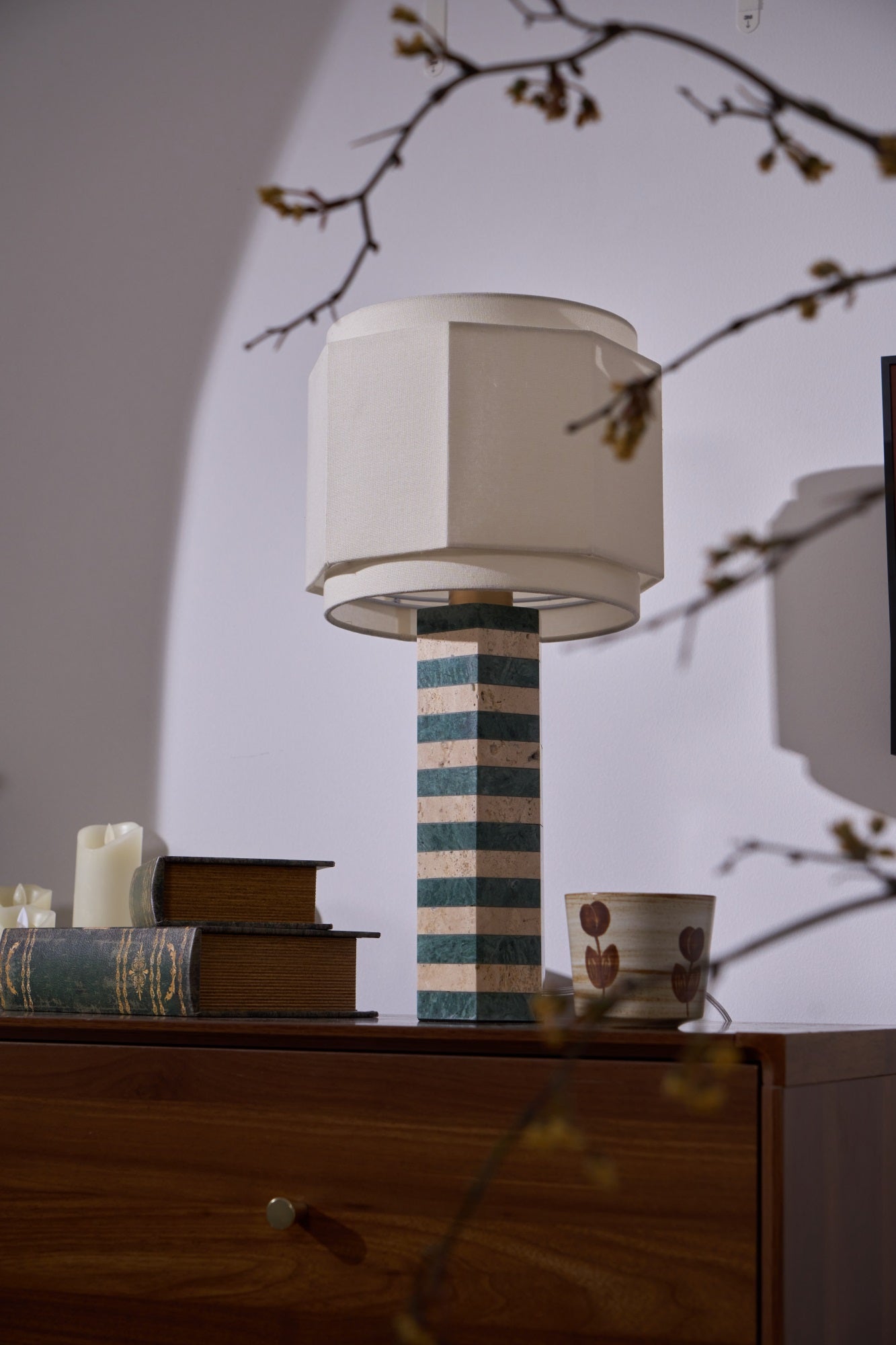 Modari Table Lamp | Stone & Marble | Green & White
