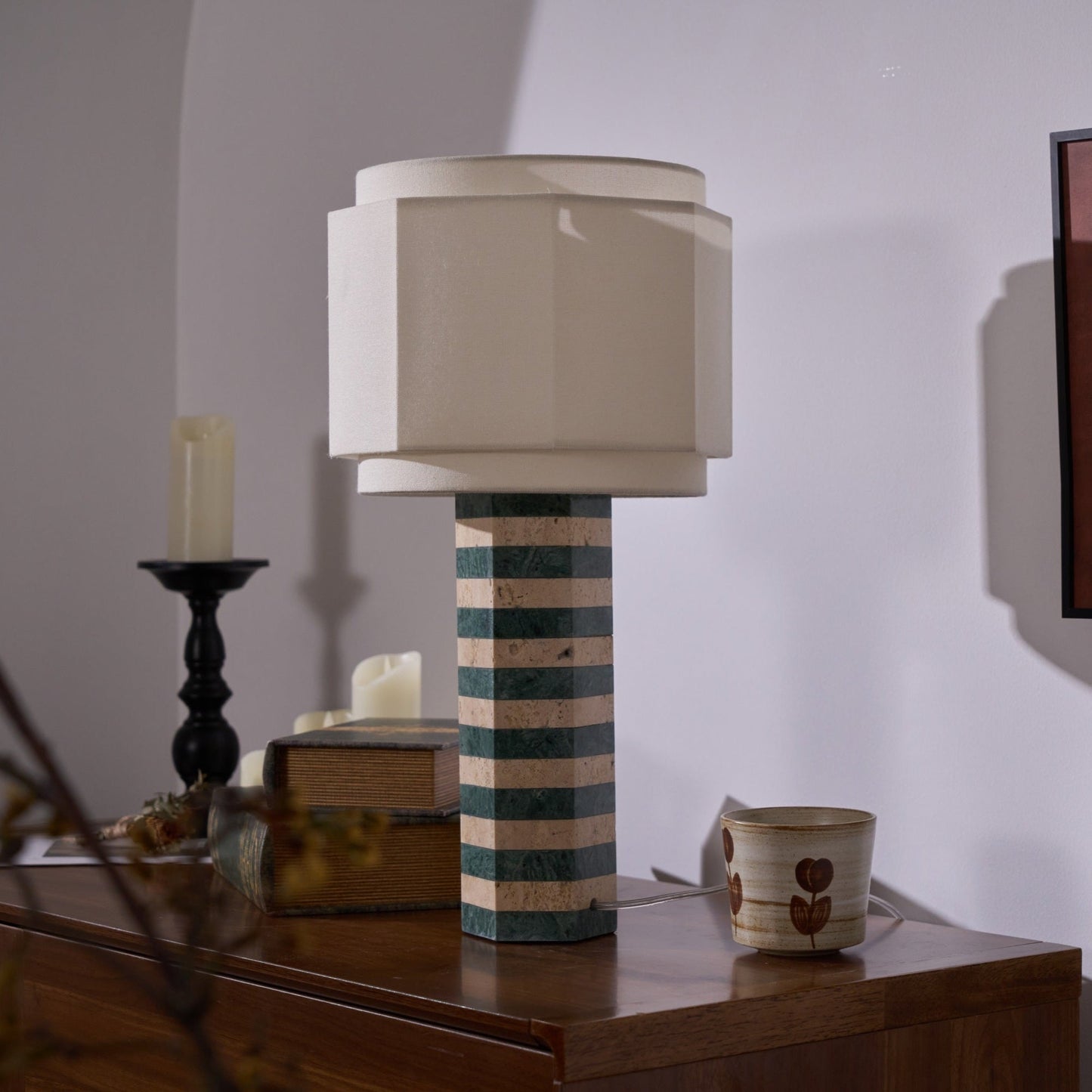 Modari Table Lamp | Stone & Marble | Green & White