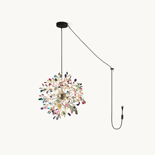 Agate Chandelier | Natural Agate & Metal | 12 Heads, Gold