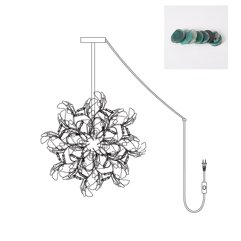 Agate Chandelier | Natural Agate & Metal | 12 Heads, Gold