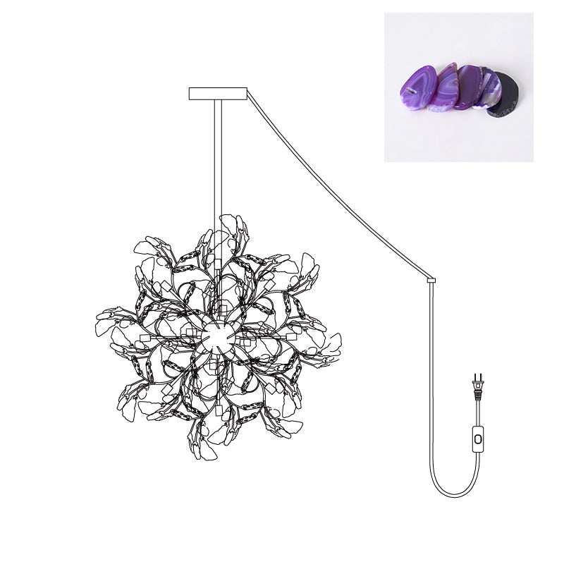 Agate Chandelier | Natural Agate & Metal | 12 Heads, Gold