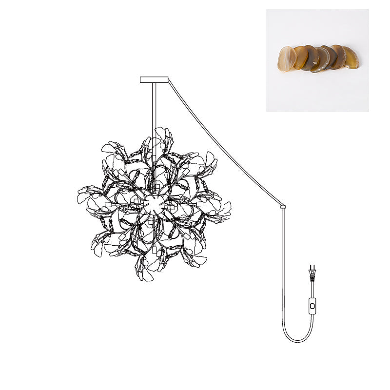 Agate Chandelier | Natural Agate & Metal | 12 Heads, Gold