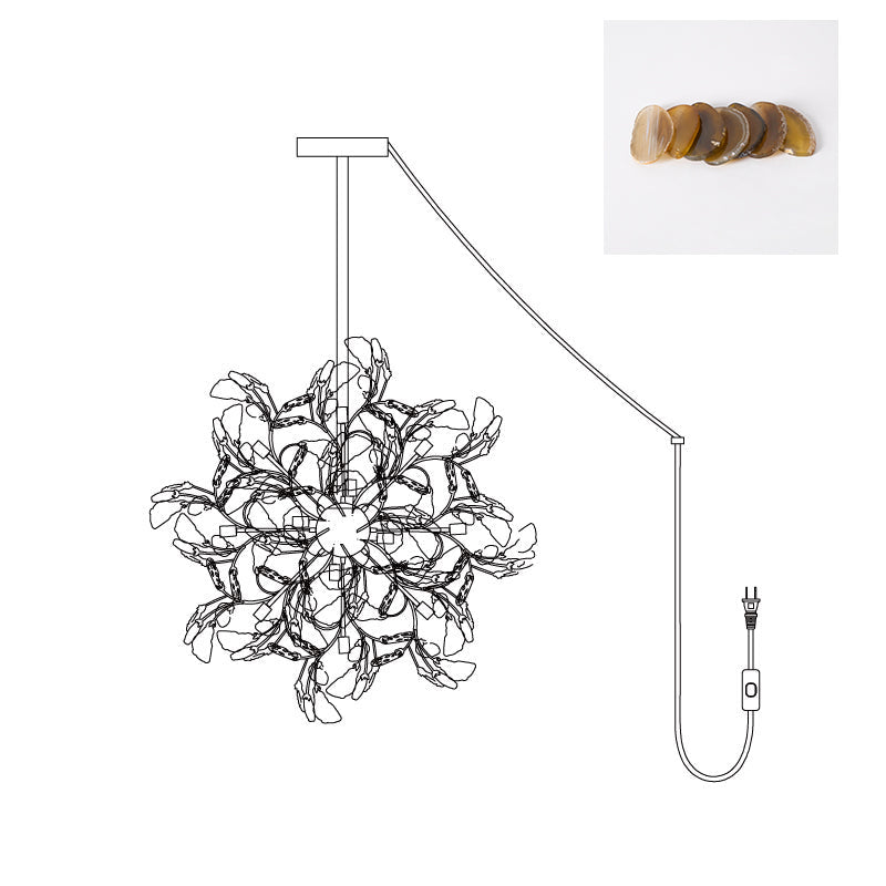 Agate Chandelier | Natural Agate & Metal | 12 Heads, Gold