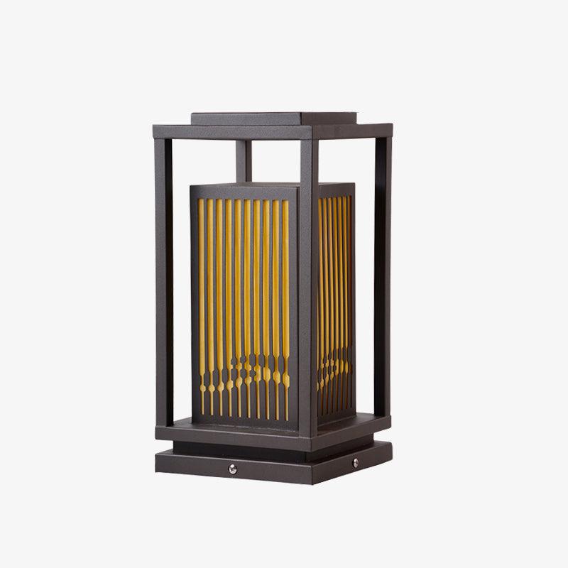 Outdoor Square Cage Light | Black Metal | Imitation Alabaster