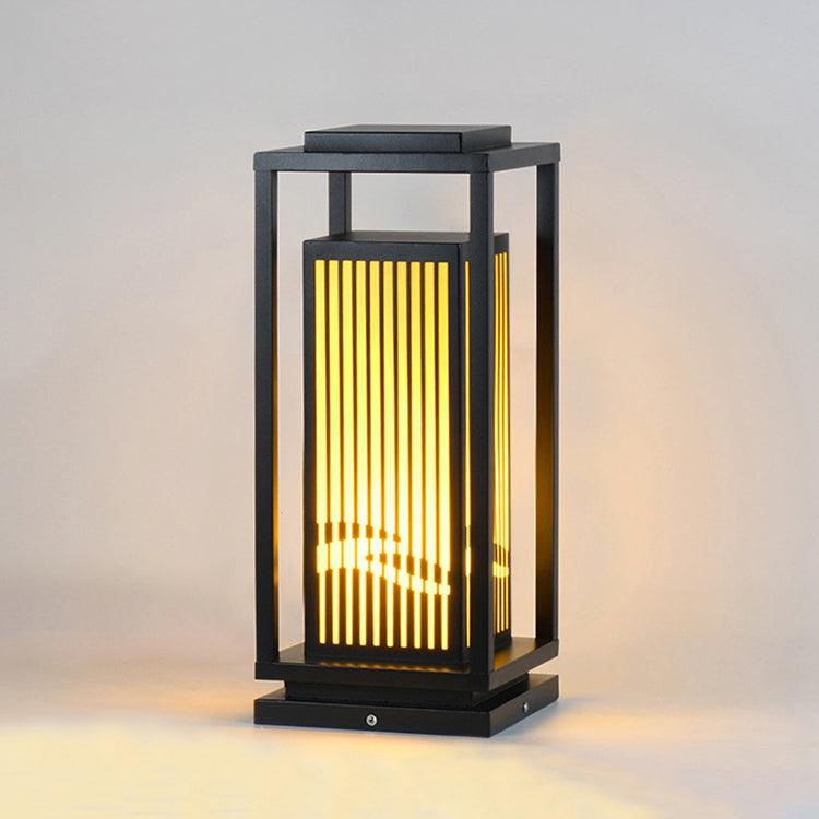 Outdoor Square Cage Light | Black Metal | Imitation Alabaster