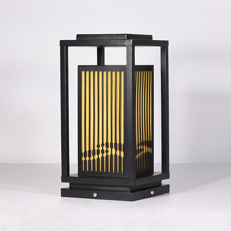 Outdoor Square Cage Light | Black Metal | Imitation Alabaster