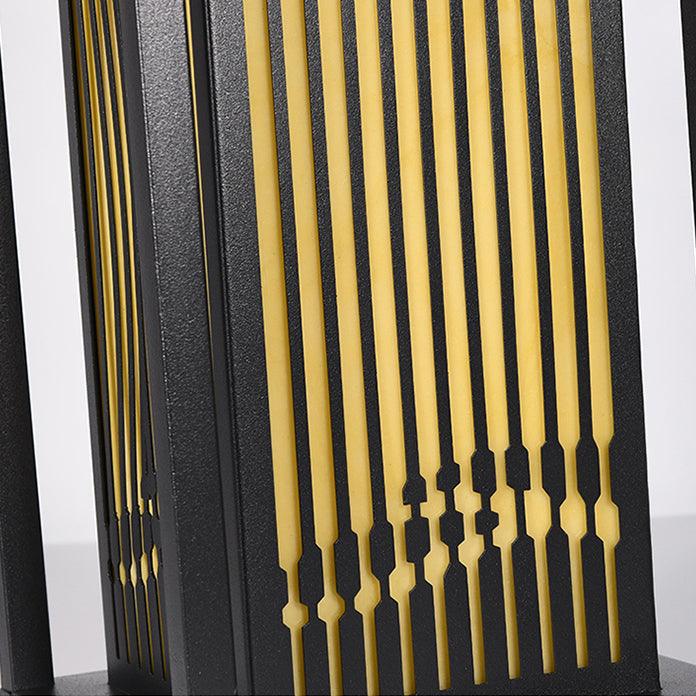 Outdoor Square Cage Light | Black Metal | Imitation Alabaster