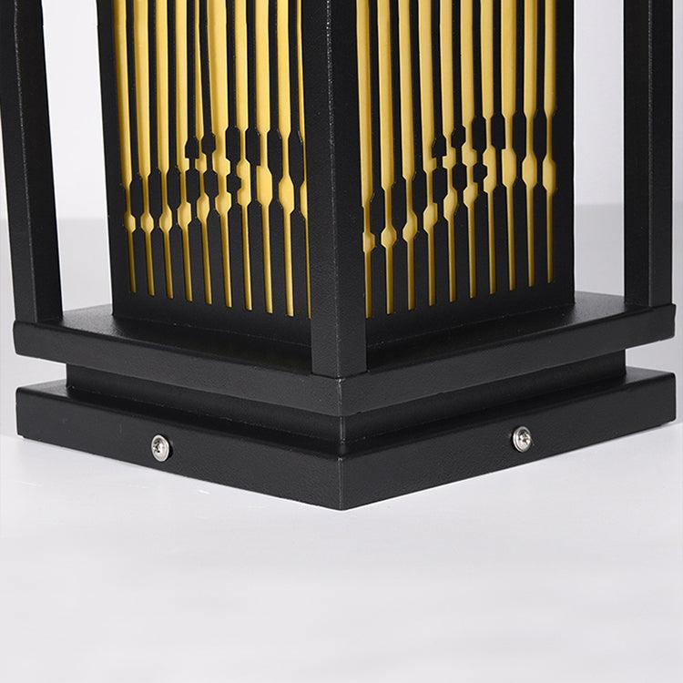 Outdoor Square Cage Light | Black Metal | Imitation Alabaster