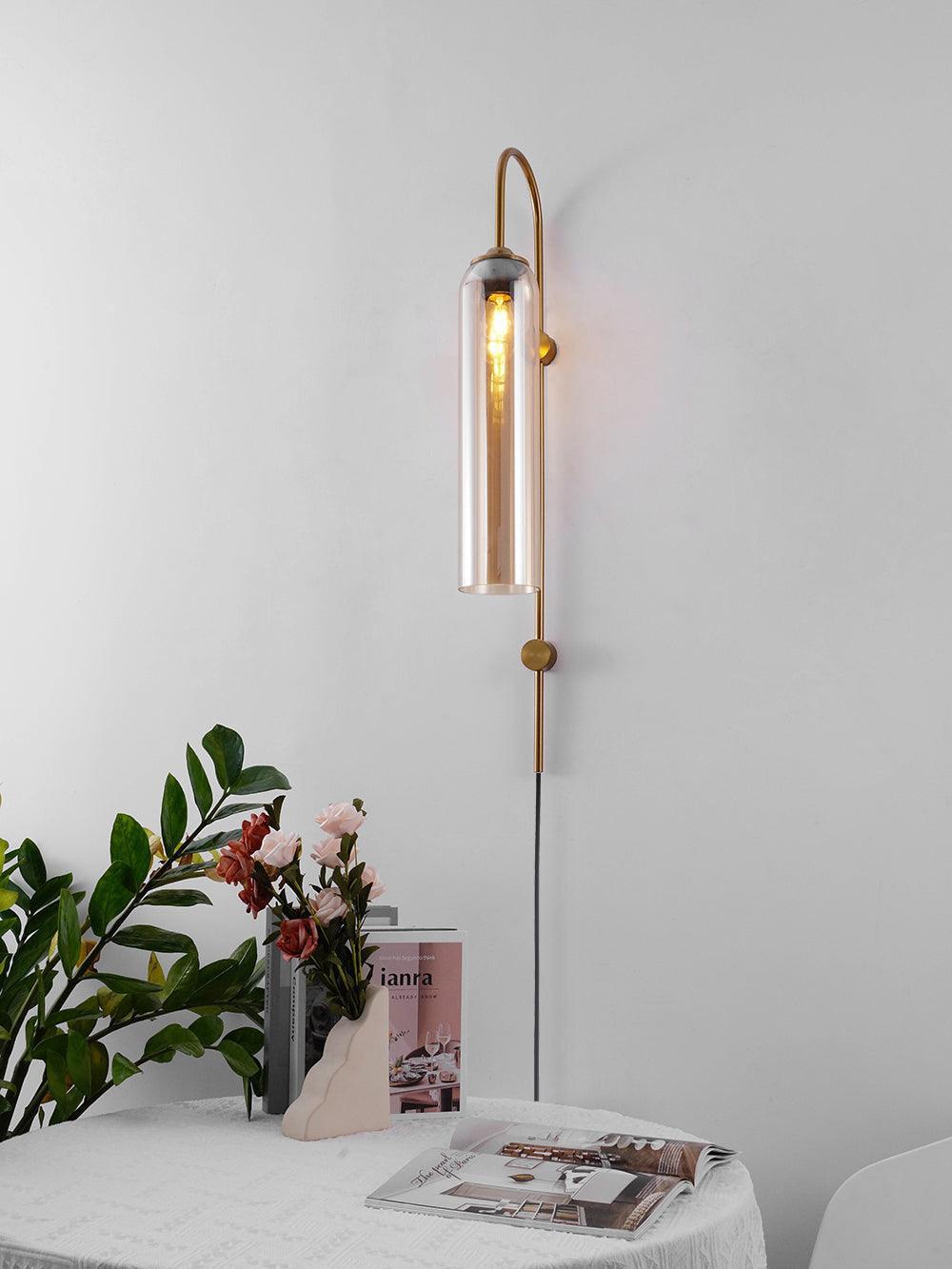 Glass Wall Lamp | Mouth-Blown Glass | Black or Gold Finish