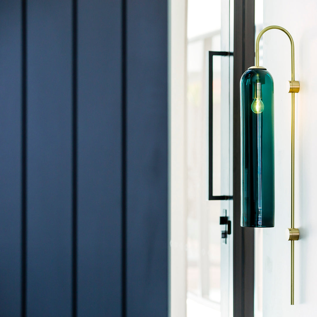 Glass Wall Lamp Set | Mouth-Blown Glass | 2-Pack Black & Gold