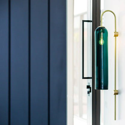 Glass Wall Lamp Set | Mouth-Blown Glass | 2-Pack Black & Gold