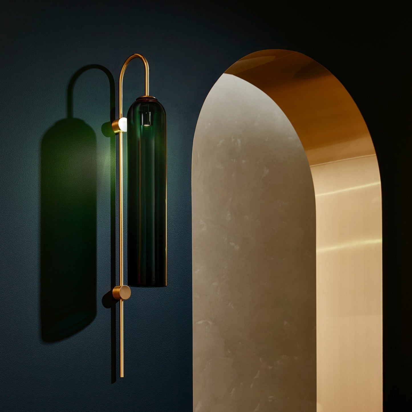 Glass Wall Lamp Set | Mouth-Blown Glass | 2-Pack Black & Gold