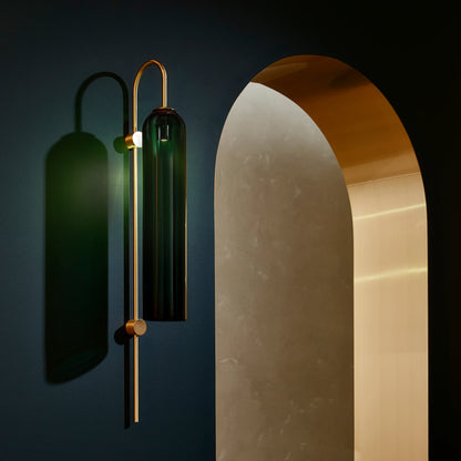Glass Wall Lamp Set | Mouth-Blown Glass | 2-Pack Black & Gold