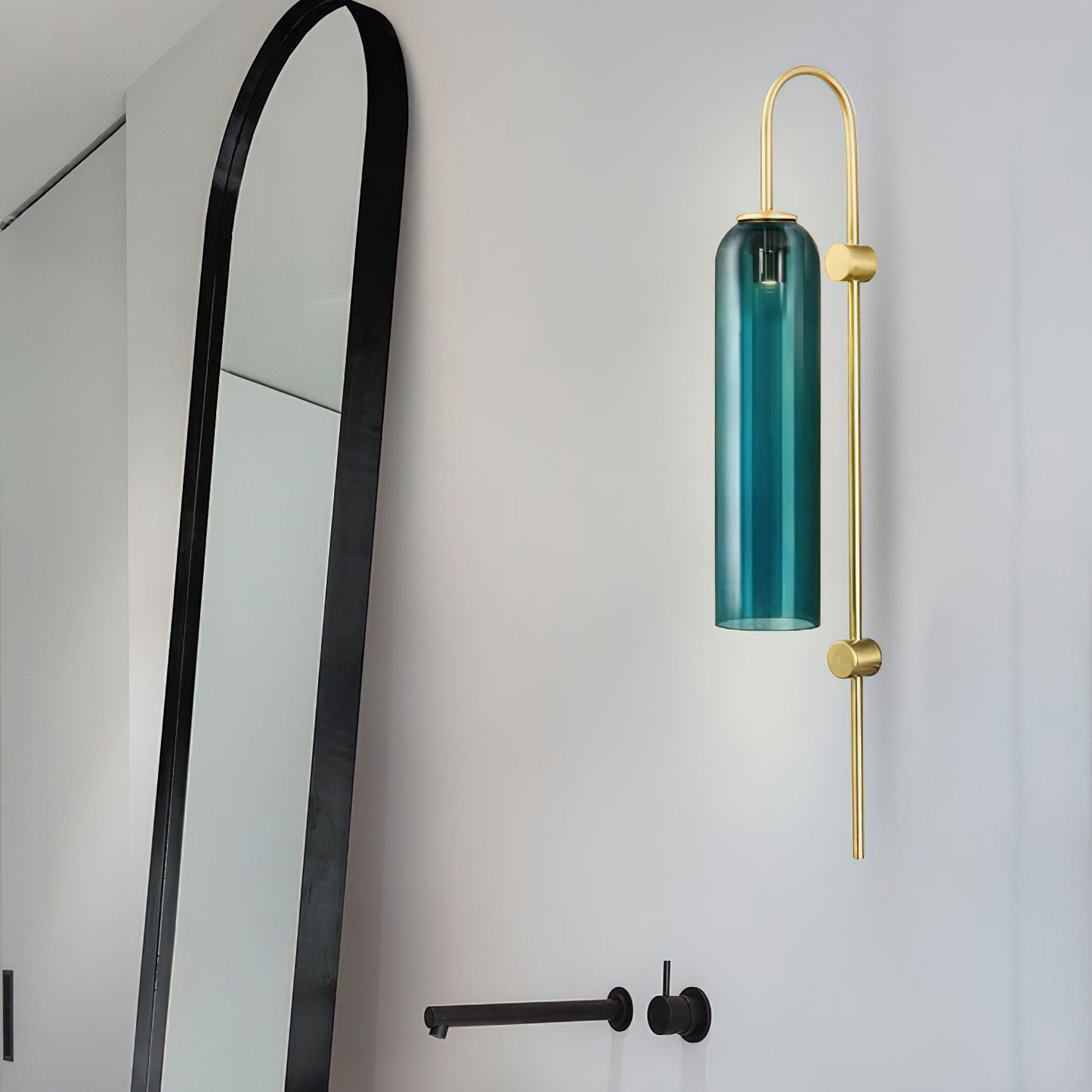 Glass Wall Lamp Set | Mouth-Blown Glass | 2-Pack Black & Gold