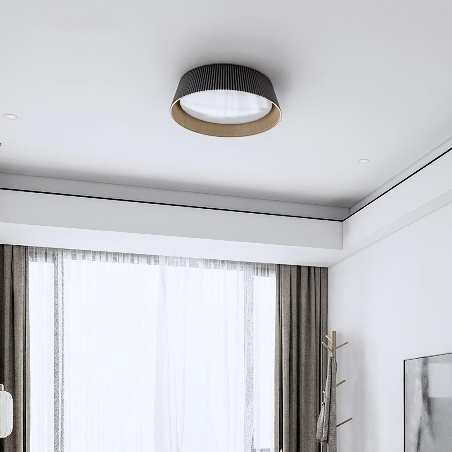 Ribbed Ceiling Light | Metal & Acrylic | Black or White Finish