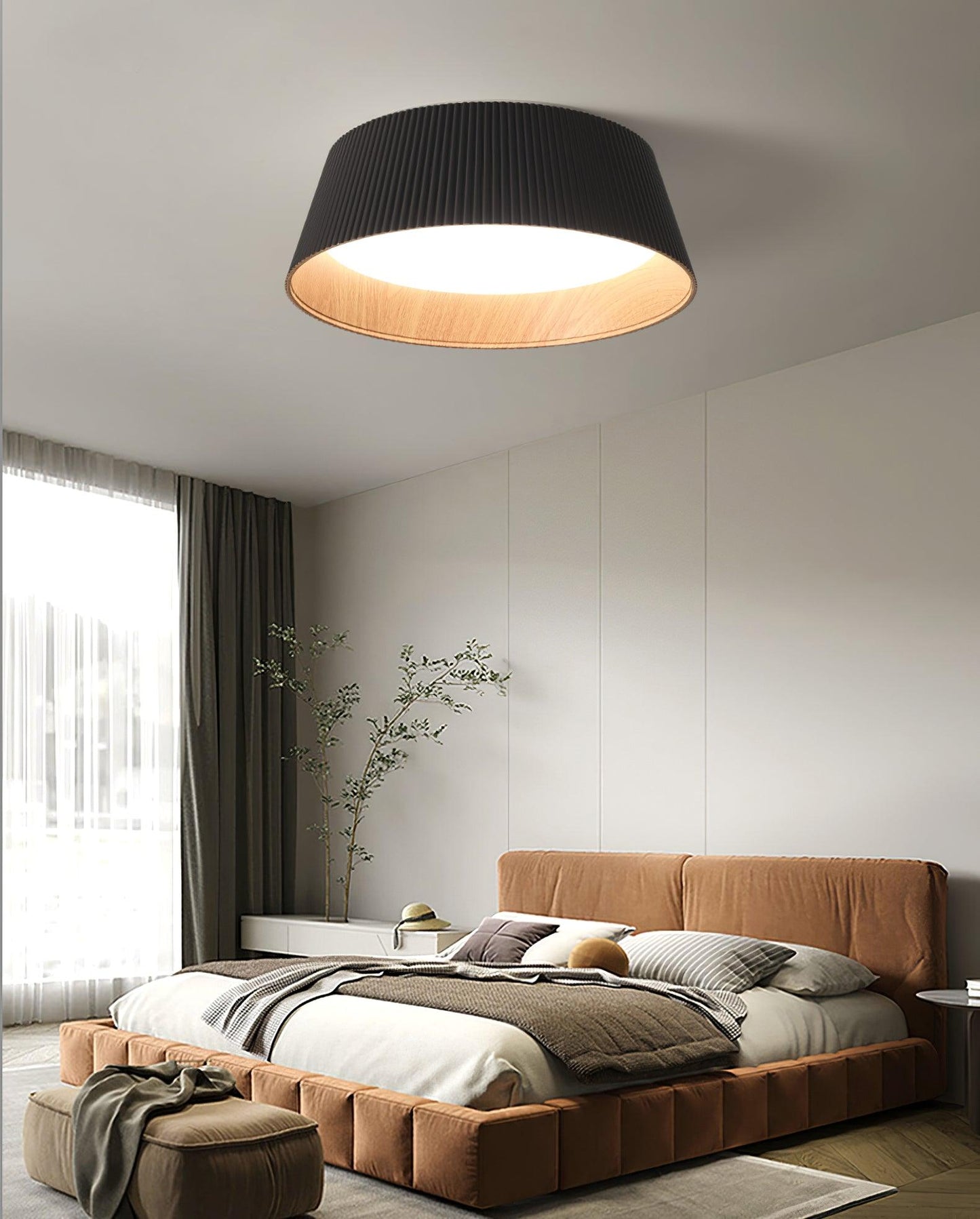 Ribbed Ceiling Light | Metal & Acrylic | Black or White Finish