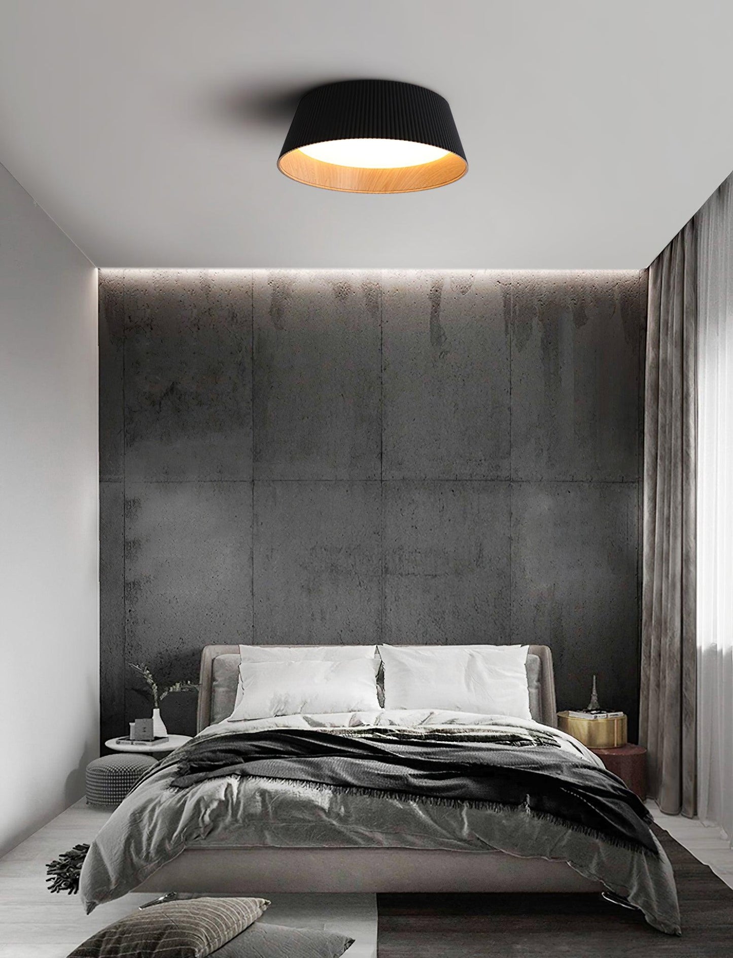 Ribbed Ceiling Light | Metal & Acrylic | Black or White Finish
