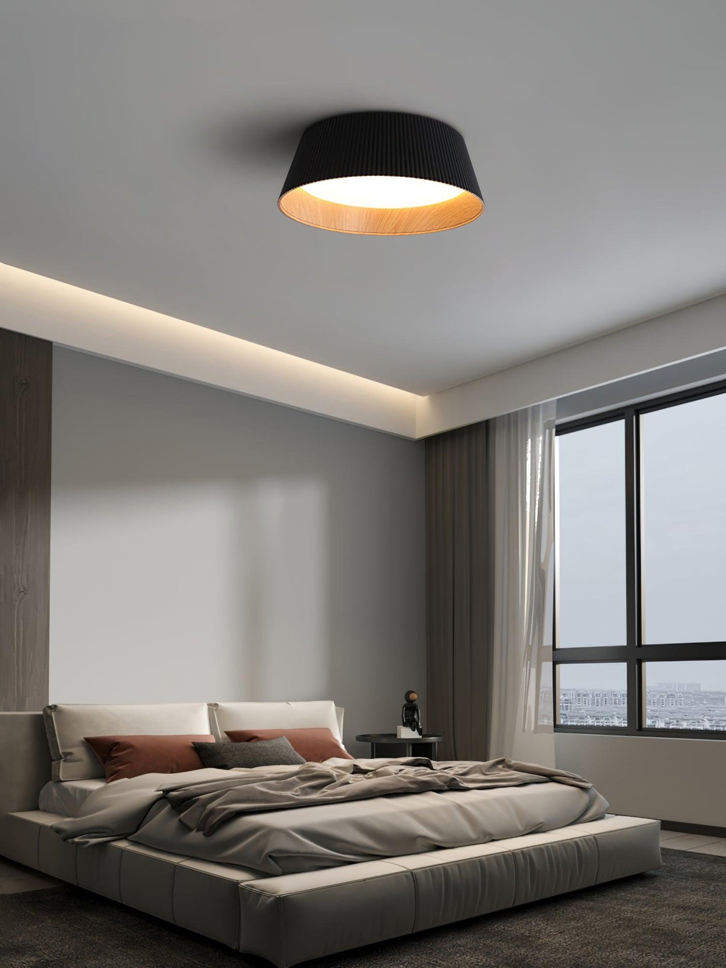 Ribbed Ceiling Light | Metal & Acrylic | Black or White Finish