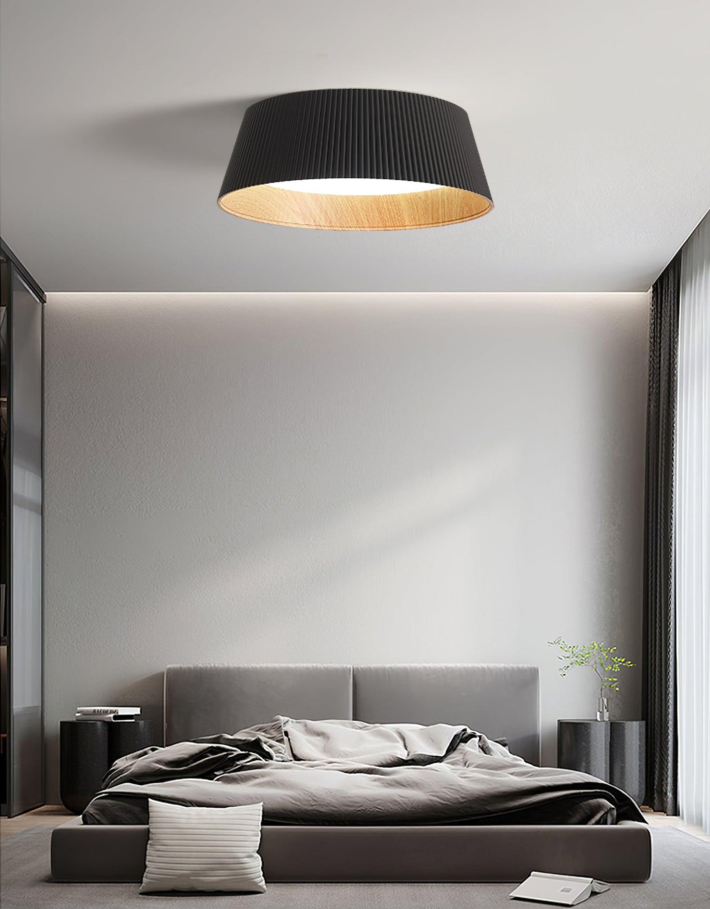 Ribbed Ceiling Light | Metal & Acrylic | Black or White Finish