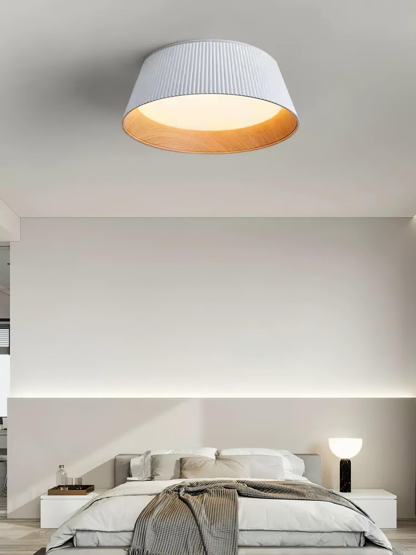 Ribbed Ceiling Light | Metal & Acrylic | Black or White Finish