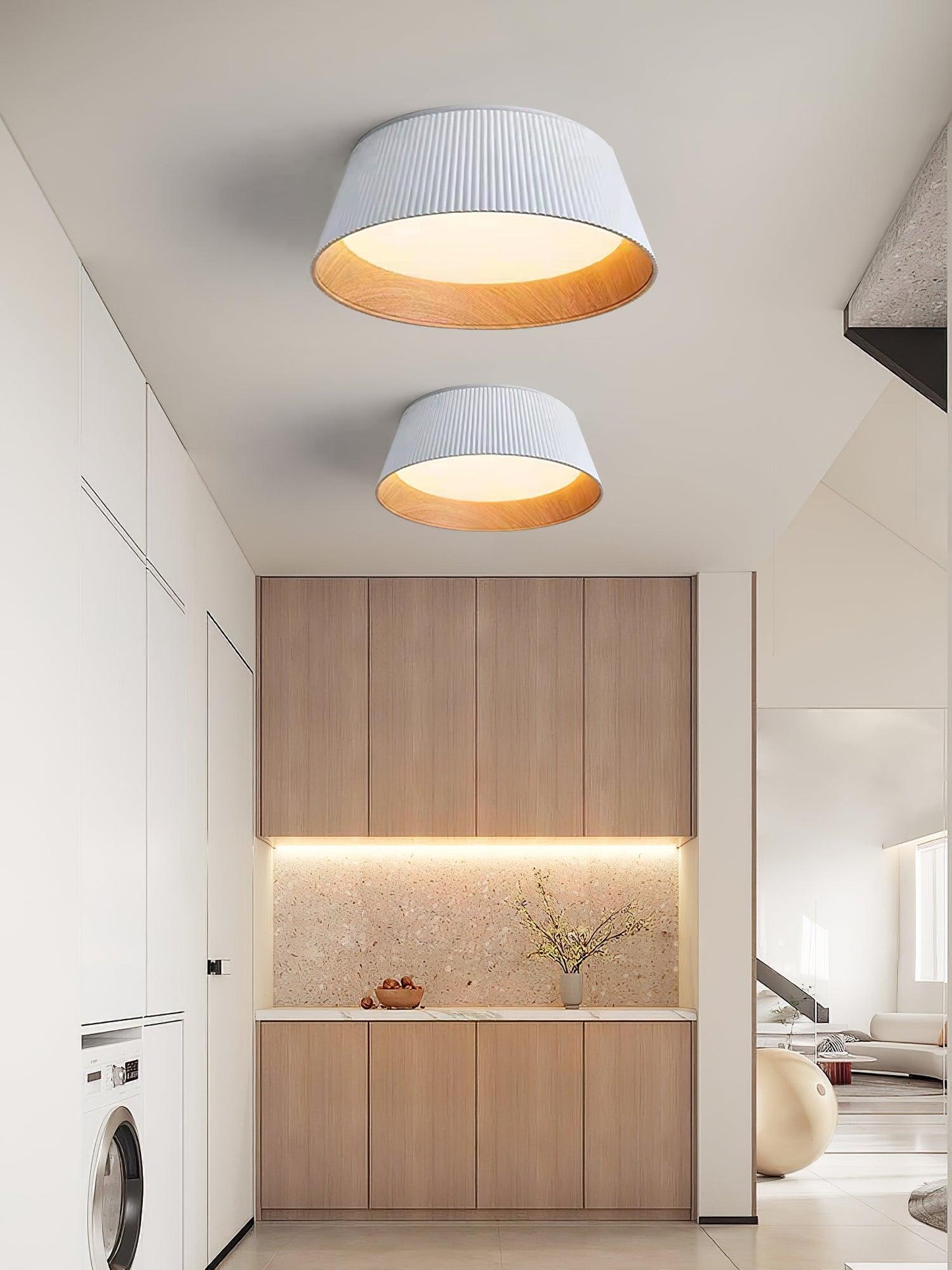 Ribbed Ceiling Light | Metal & Acrylic | Black or White Finish
