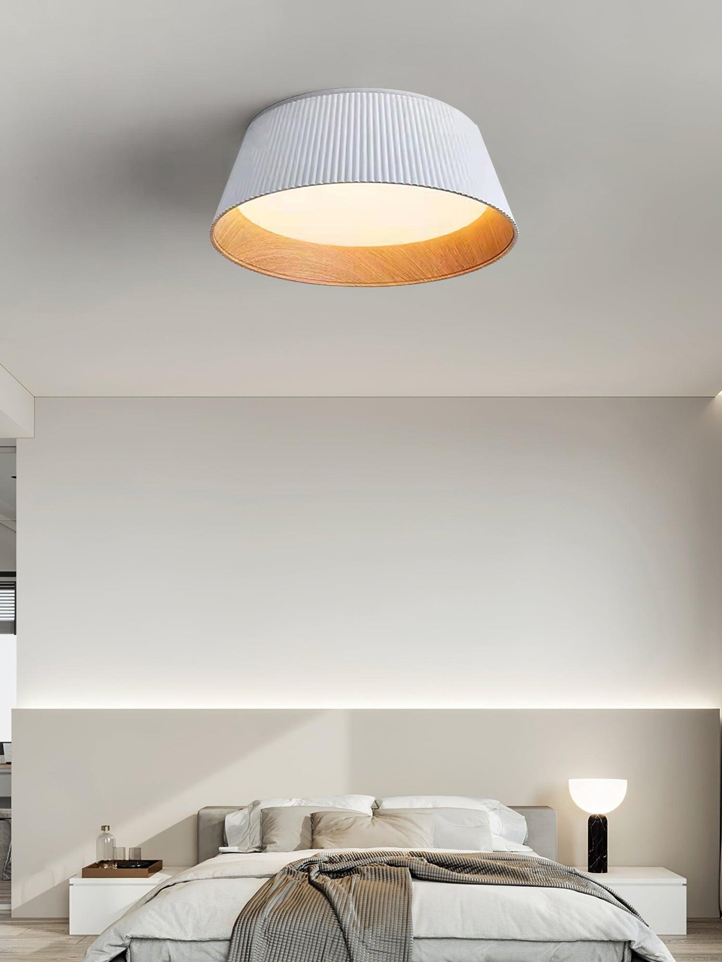 Ribbed Ceiling Light | Metal & Acrylic | Black or White Finish