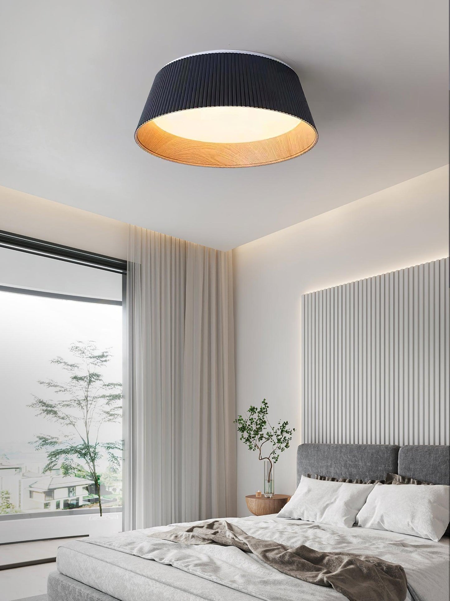 Ribbed Ceiling Light | Metal & Acrylic | Black or White Finish
