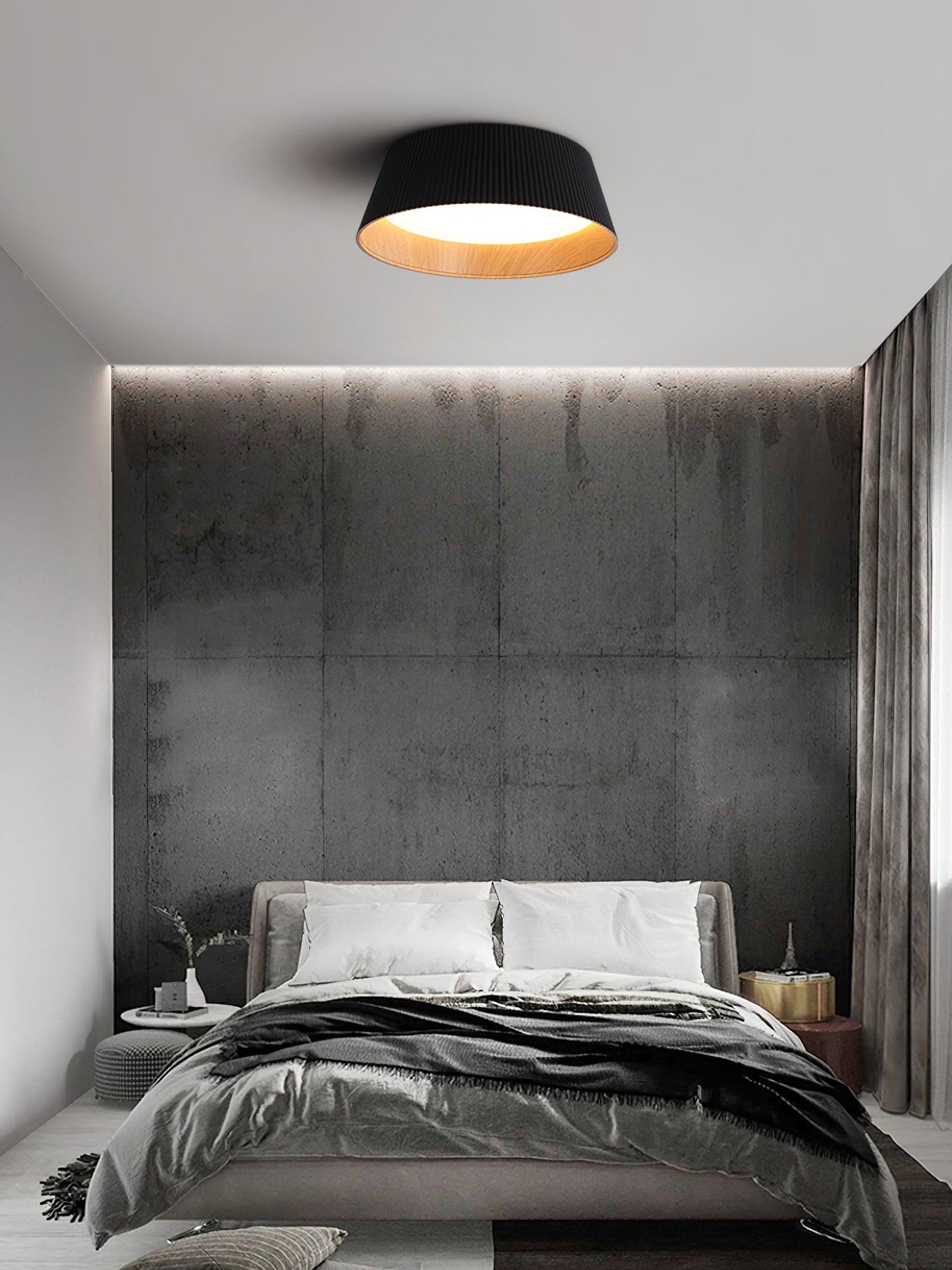 Ribbed Ceiling Light | Metal & Acrylic | Black or White Finish